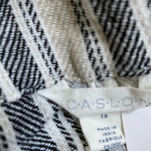 Caslon Striped Linen Blend Crop Pants Khaki/Black - Picture 6 of 7